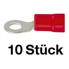 10 Stk.Ringkabelschuh isoliert M4-rot für Kabel 0,5-1,0mm²