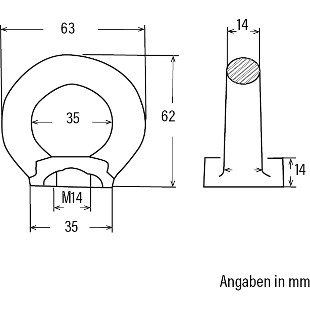Ringmutter BASIC M14 Tragfähigkeit 3000kg, Güteklasse 8
