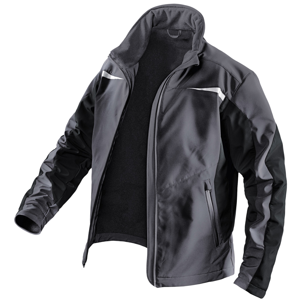 Softshell Pulsschlag,grau/schwarz,XL Logo BACON,linke Brust