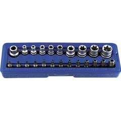 Innen+Außen-Torx Box 23-teilig,T7-T55 und E4-E8 1/4"+E10-E16 3/8"