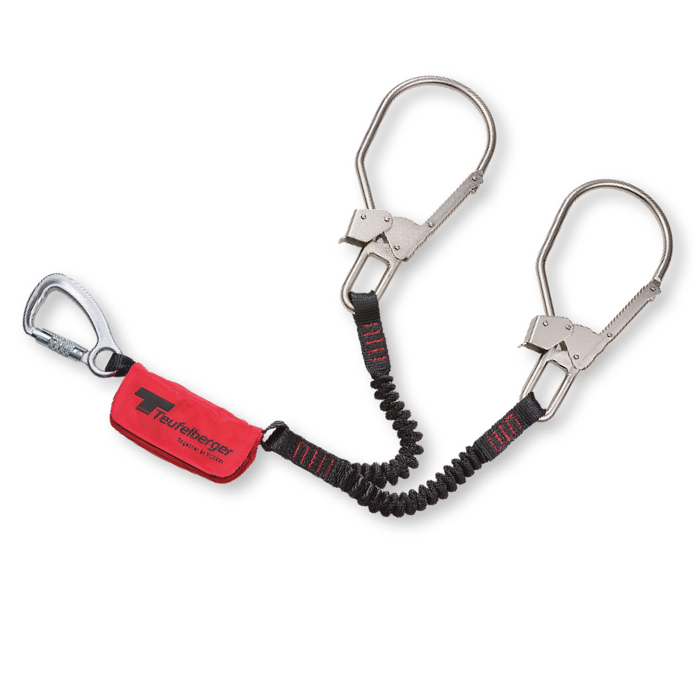 Doppelverbindungsmittel FallSorb Bandfalldämpfer, Haken und Karabiner