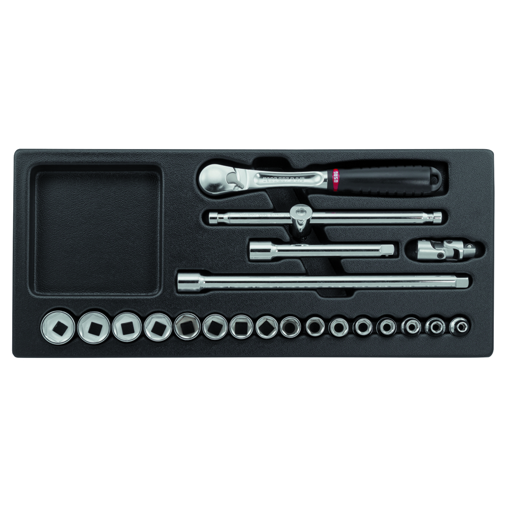 Stecknuss-Modul 1/4" 519/613BSI 6-22mm 415x188x45mm,21-teilig,für Roll-Truck