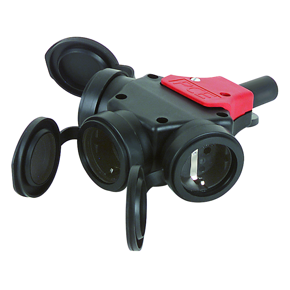 Vollgummi-3-fach Kupplung 250V/16A,ÖVE 2-polig+Erde,IP54,schlagfest