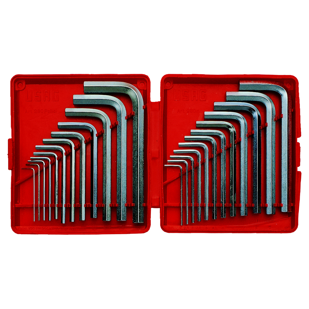 6-Kant-Stiftschlüssel-Satz mm+Zoll 24-teilig,U280MP S24 Vanadium-USAG-Extra