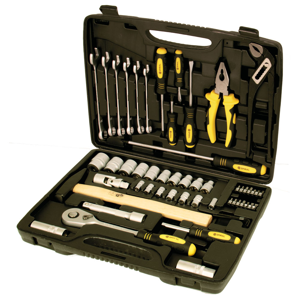 Werkzeug-Set BASIC, 55-teilig Ring/Gabel+6-kant-Schlüssel+Nüsse+Zangen