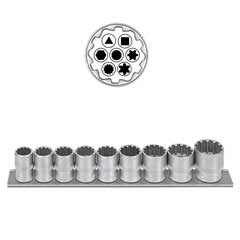 ALLDRIVE Stecknuss-Set 1/2" 9-teilig 10-24mm,auf Steckleiste,mattverchomt