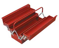 Werkzeugkoffer 550x215x240mm,5-teilig rot,Stahlblech lackiert,ausziehbar