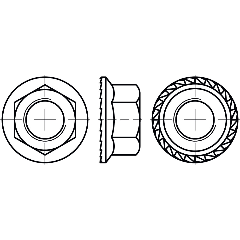 Sechskantmuttern DIN 6923 8 A2K M 12 MIT FLANSCH GALV. VERZINKT VE=250