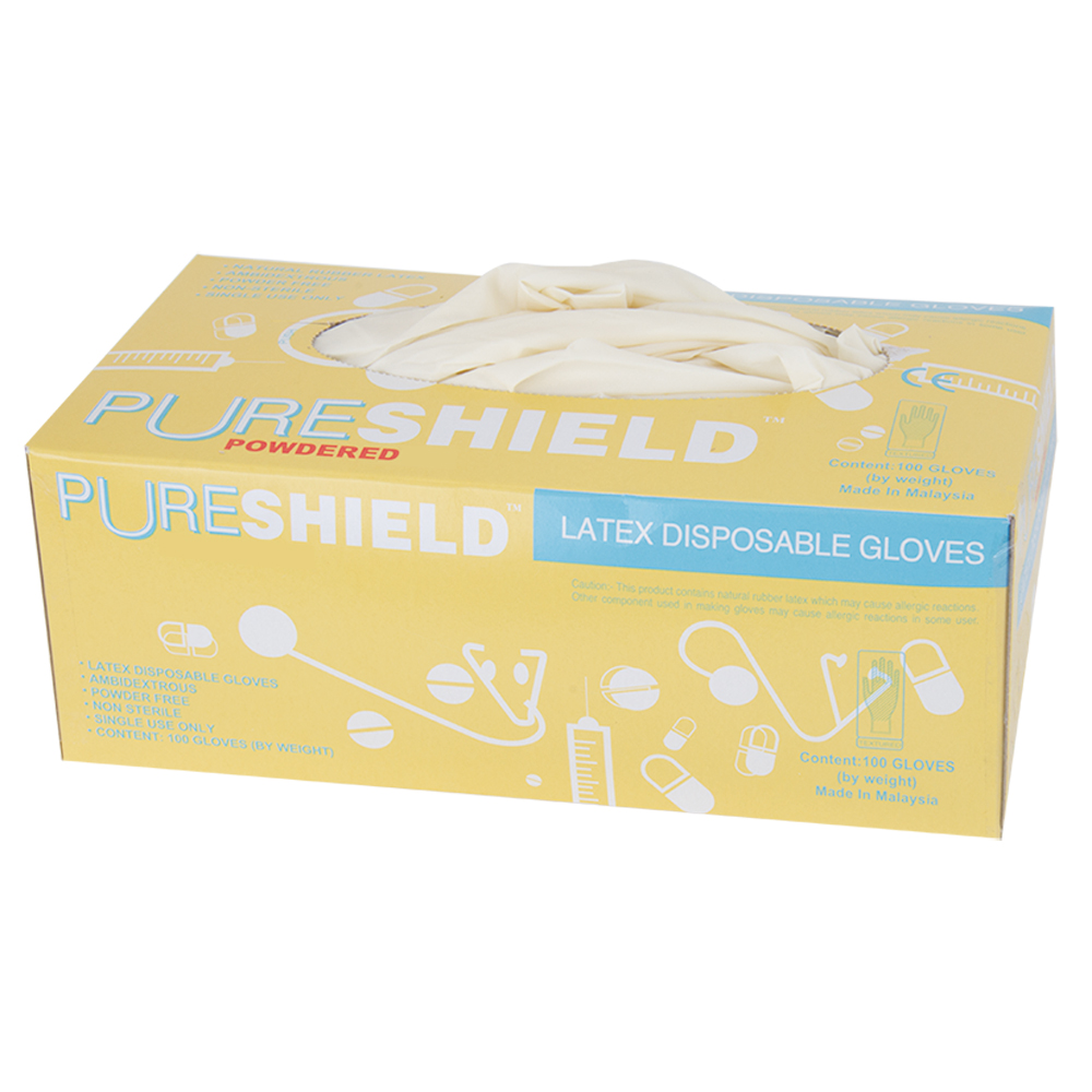 Einweghandschuh Latex gepudert, Gr.M 100 Stk. Box, unsteril, EN 420, EN 455