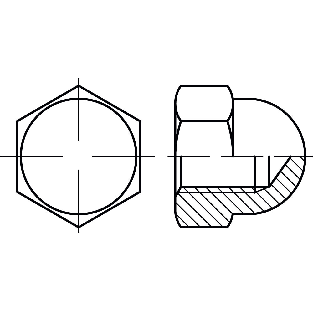 Skt.-Hutmuttern DIN 1587 A2 M 3 VE=S VP=500