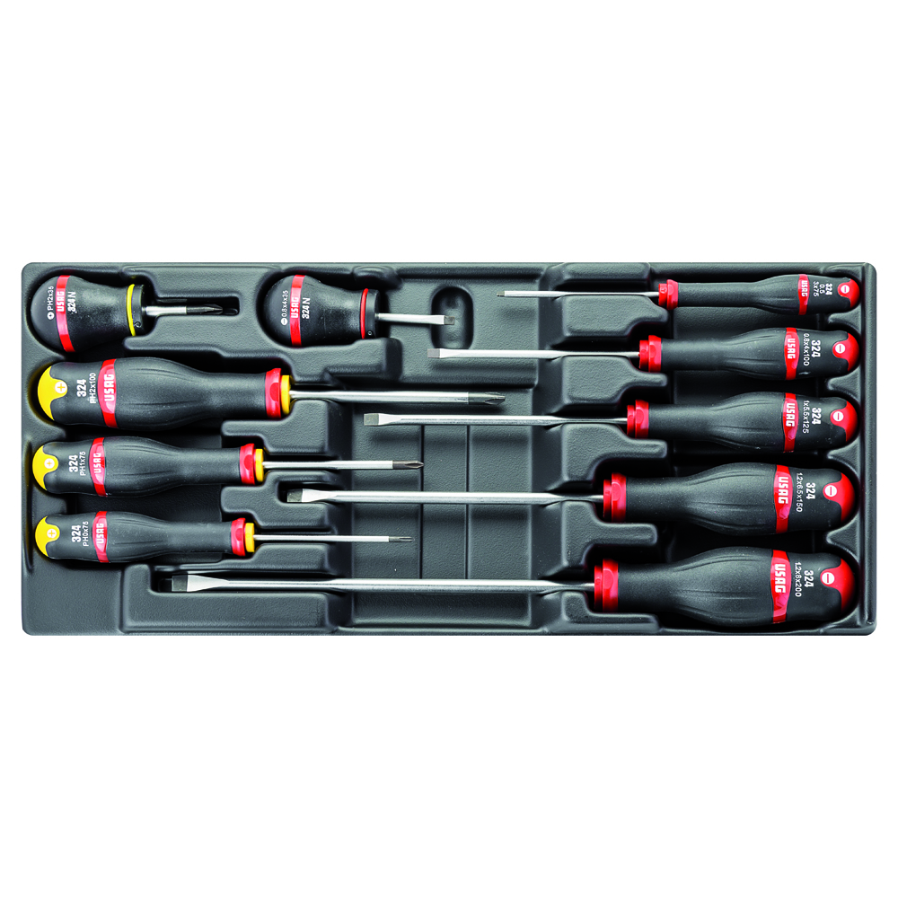 Schraubenzieher-Modul 519/324H 10-teilig 415x188x45mm,Schlitz+PH,für Roll-Truck