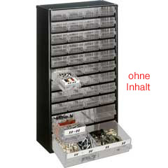 Kleinteilmagazin 40 Laden,blaugrau lackiert,Laden glasklar