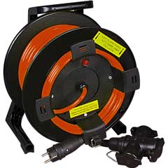 Leitungsroller 230V/16A,40m 3x1,5mm² Bauflex K35,3x230V-Kupplung,IP44,Gerüst