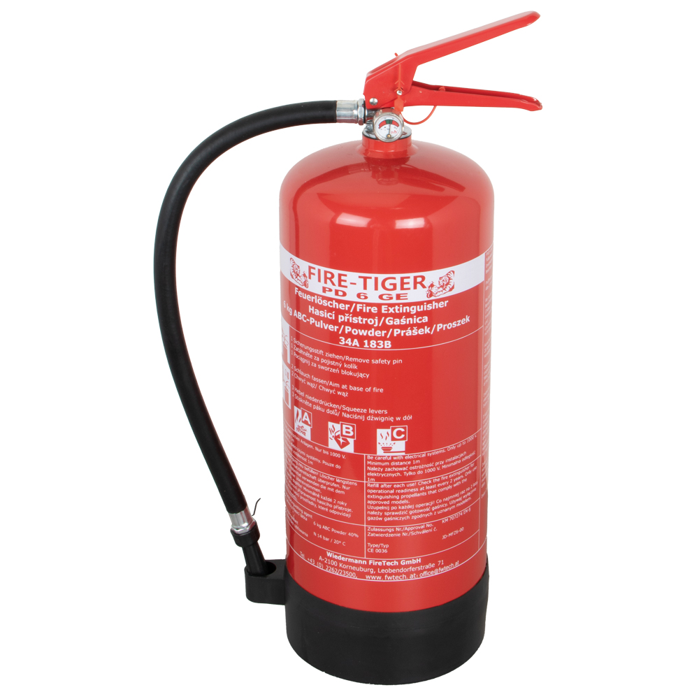 Feuerlöscher Pulver ABC 6kg PD6G mit Manometer,Prüfventil, Wandhalter