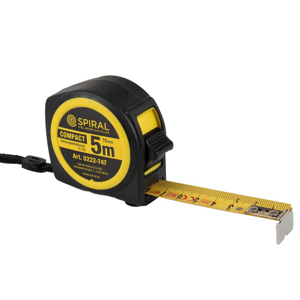 Rollbandmaß 5m,19mm,NYLON RUBBER Stopptaste,blendfrei,bruchsicher