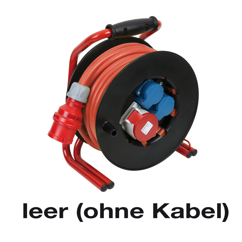 Kabeltrommel,leer,400/230V/16A,25m 1x400/2x230V/16A,IP44,Thermoschutz