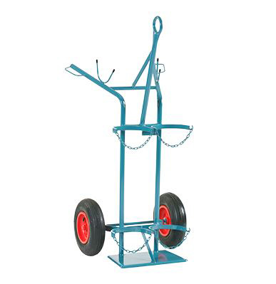 Flaschenwagen für 2 x 50 l Gasflaschen mit Kranöse, Luftbereifung