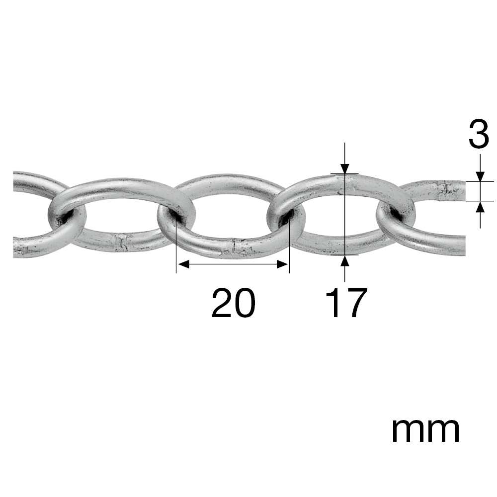 Werksnormkette - oval 3mm/verzinkt 40m/Bund