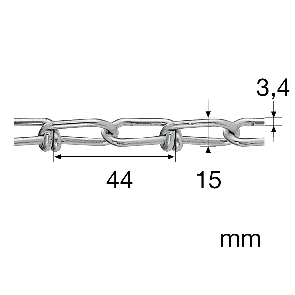 Knotenkette - 3,4mm/verzinkt 30m/Bund