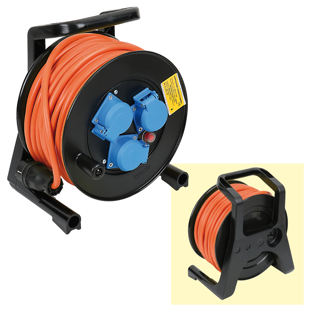 Leitungsroller 230V/16A,25m 3x1,5mm² Bauflex K35,3x230V,IP44,Thermoschutz