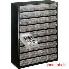 Kleinteilmagazin 36 Laden 1-CL,blaugrau lackiert,Laden glasklar