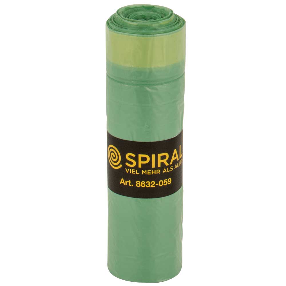 Müllsäcke 60l, grün, 640x710 mit Zugband 20 Stück/Rolle, 18µm, HDPE