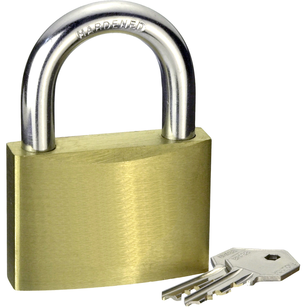Zylinder-Vorhangschloss, 40mm Messing Innen-Bügelhöhe 22mm Büg.B 21mm BØ 6mm