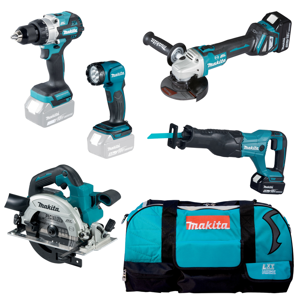 Akku-Maschinen-Set MAKITA DLX5085TX1 18V inkl. 2x5Ah Akku,Ladegerät u.Tasche