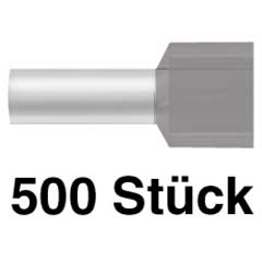 500 Twin-Endhülsen 0,75/15/8mm grau isoliert