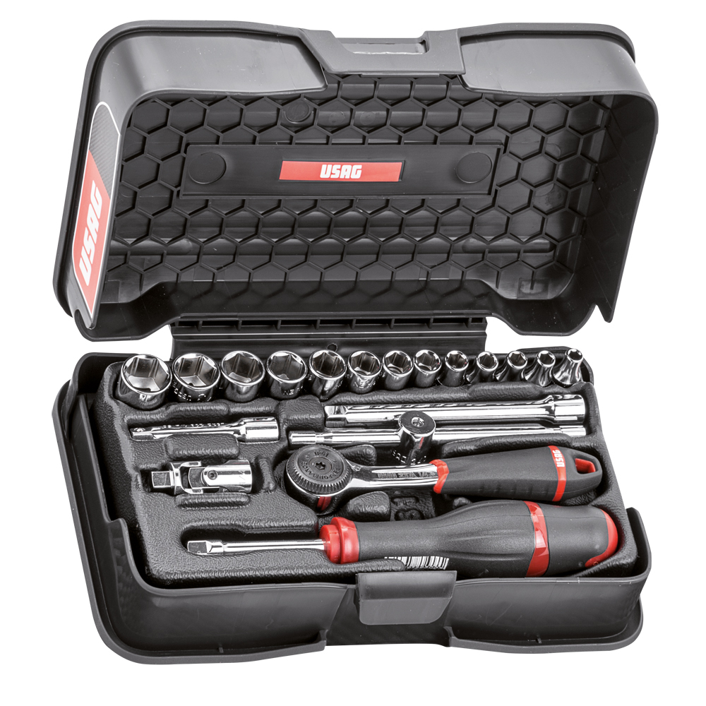 Stecknusskassette Zoll U606-1/4" 18-tlg. 1/8"-9/16",Vanadium-USAG-Extra