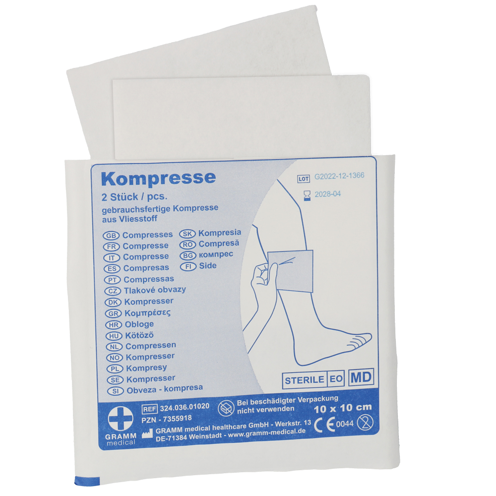 Wundkompresse 10x10cm nicht wundhaftend steril, 2 Stück