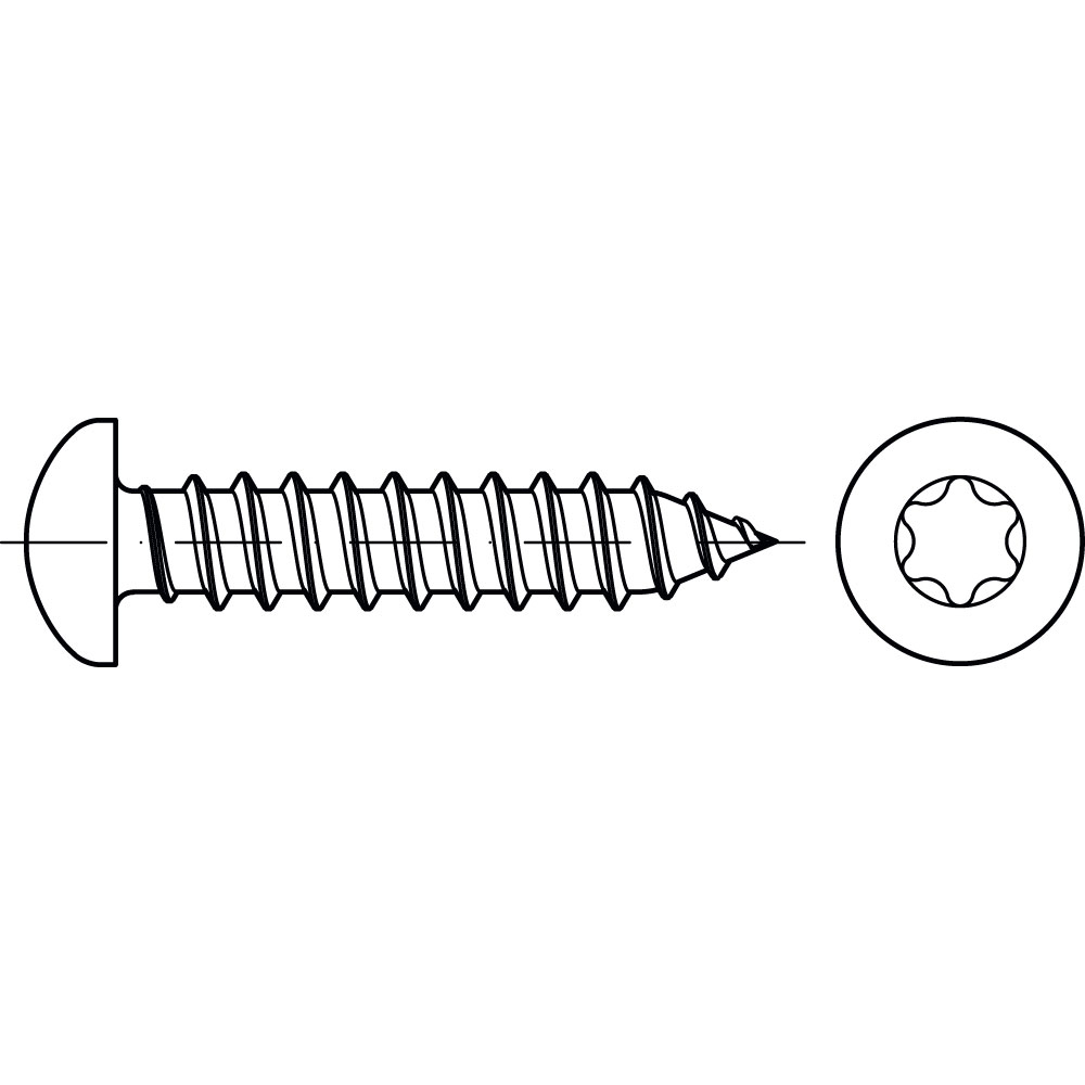 Blechschrauben DIN 7981 ST A2K 4,2 x 32 MIT SPITZE GALV. VERZ. TX VE=500