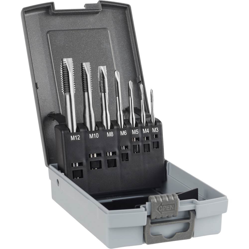 Maschinengewindebohrersatz M3-12 HSS-E Durchgangsloch,7-teilig