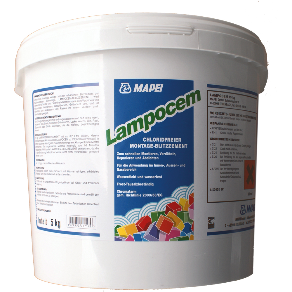 Blitzzement chloridfrei 5kg Kübel für den Innen- und Außenbereich