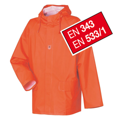 Regenjacke orange flammhemmend Gr. 2XL Vinyl,EN343+EN533/1,mit Kapuze