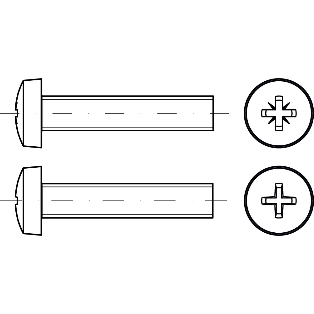 Linsenschrauben ISO 7045 A2 M 5 x 25 ROSTBESTÄNDIG PHILLIPS VE=500