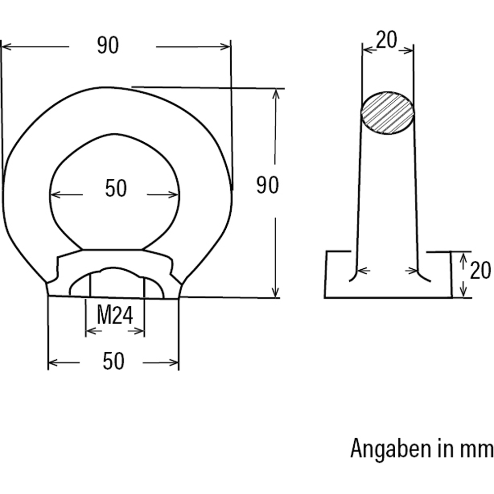 Ringmutter BASIC M24 Tragfähigkeit 8000kg, Güteklasse 8