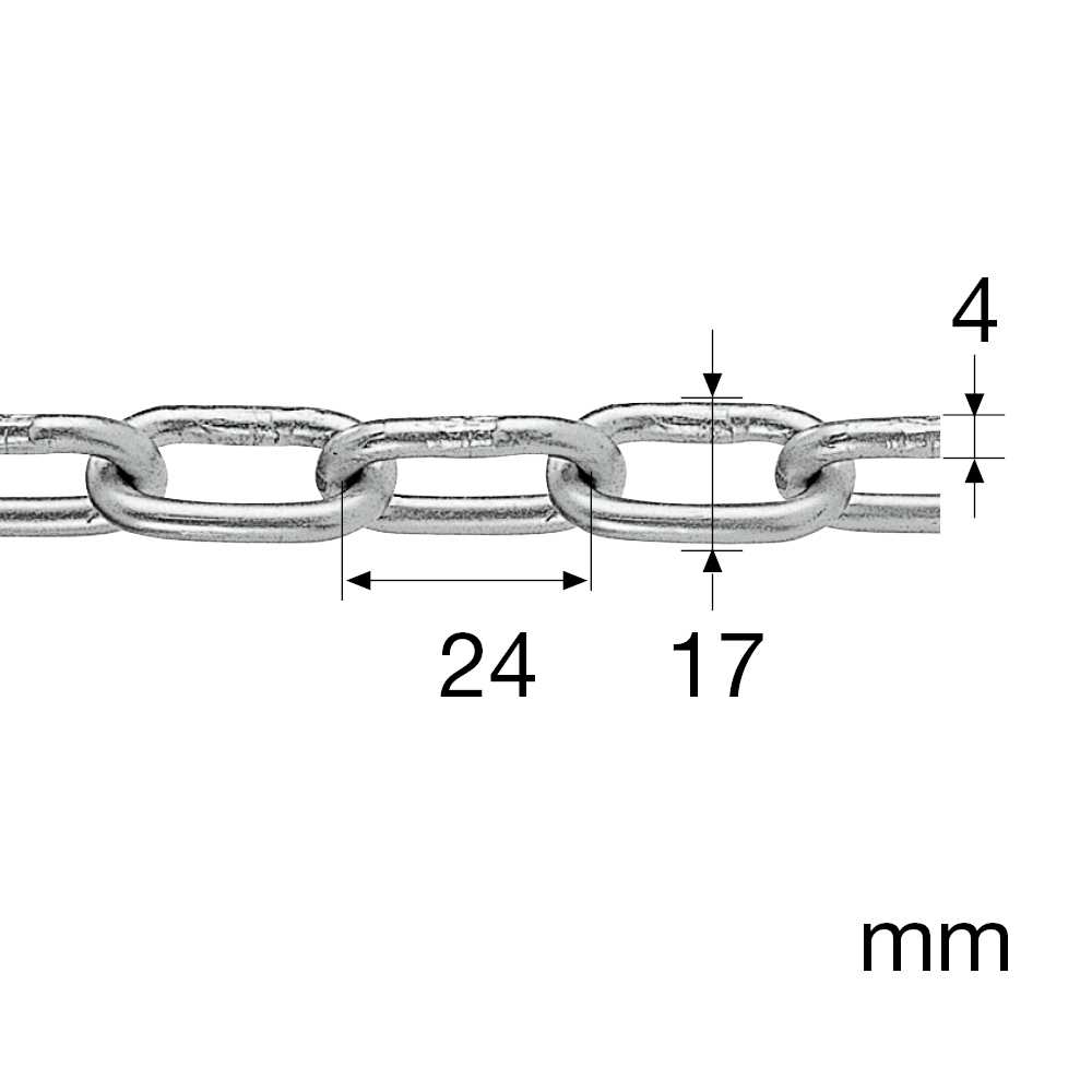 Werksnormkette - parallel 4mm/verzinkt 40m/Bund