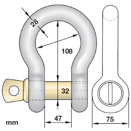 Geschweifter Schäkel 9,5 t hochfest