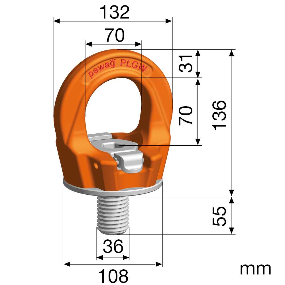 Ringschraube Nicralloy PLGW 7,0t - M36 werkzeuglose Montage