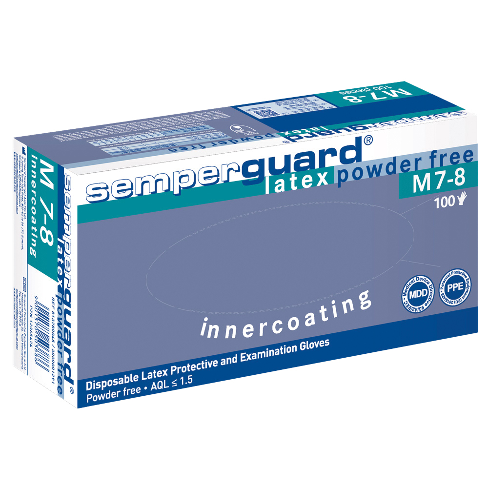 Latex-Handschuh Gr.S, 100er Box puderfrei, weiß, EN 374, EN 455 Cat.III