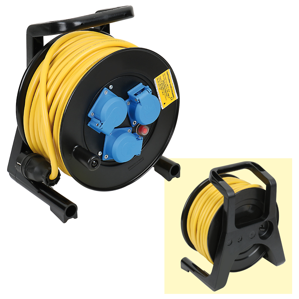 Leitungsroller 230V/16A,25m 3x1,5mm² Baurobust K35,3x230V,IP44,Thermoschutz