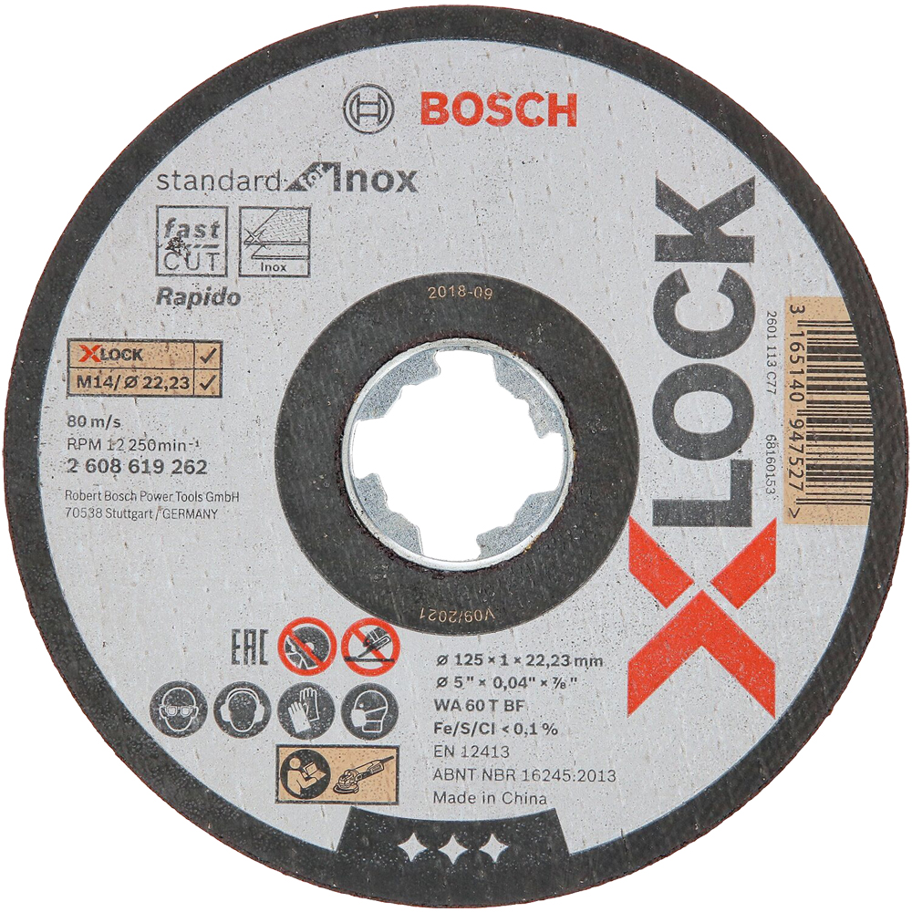 X-LOCK Trennscheibe 125x1mm Std f.INOX gekr.,2 608 619 262
