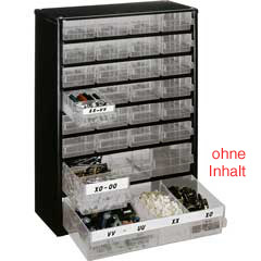 Kleinteilmagazin 28 Laden 123-CL blaugrau lackiert,Laden glasklar