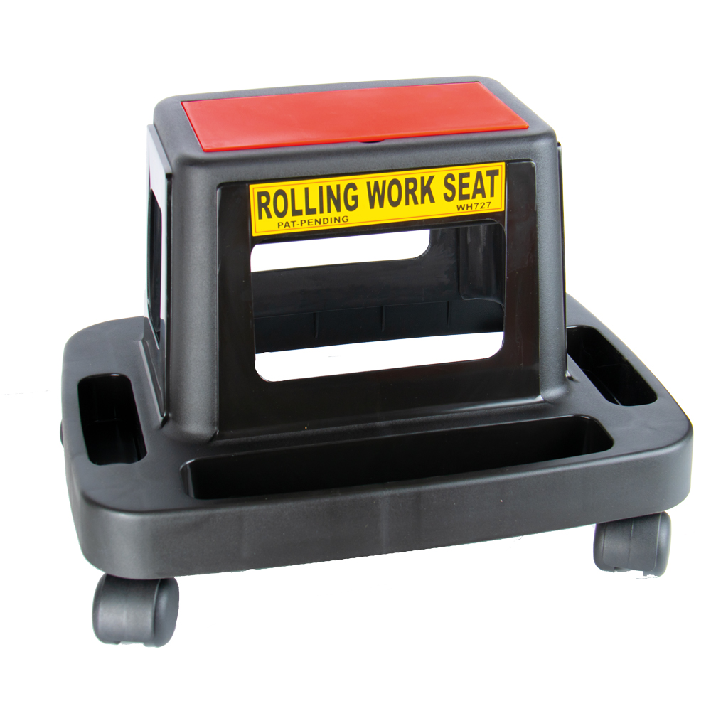 Schemel HOCKY-MOBIL mit 4 Lenkrollen und Werkzeugwanne,stabiler Kunststoff