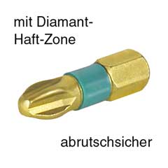 Antirutsch-Bit 1/4" PZ3 TIN und diamantbeschichtet,25mm lang