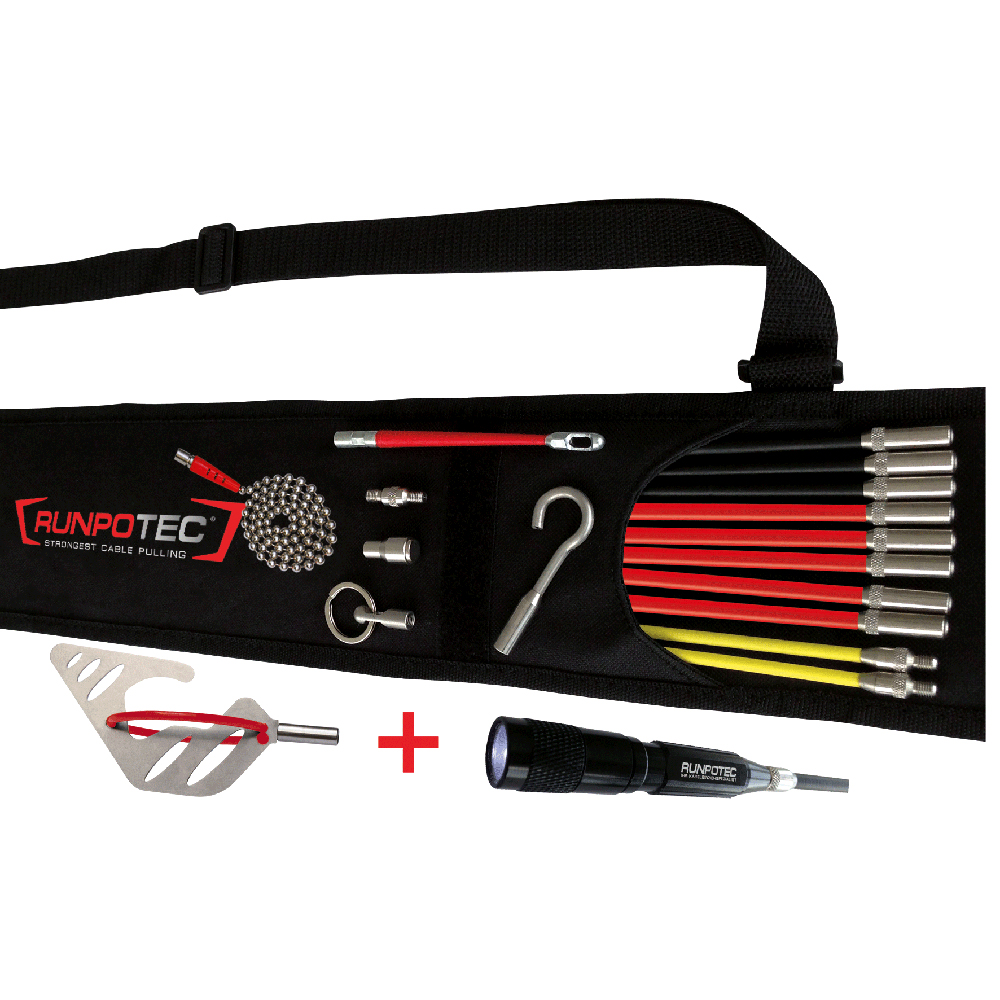 Schubstangen Set 19tlg, Einziehhilfe extrem biegbar, umfassendes Zubehör