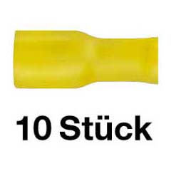 10 Stk.Flachsteckhülse 6,3 gelb isoliert für Kabel 4,0-6,0mm²