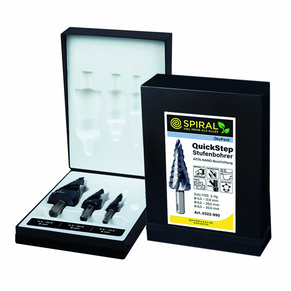 Stufenbohrerset QUICK-STEP 3teilig (5-12; 6-20; 8-30mm) Öko-Pack