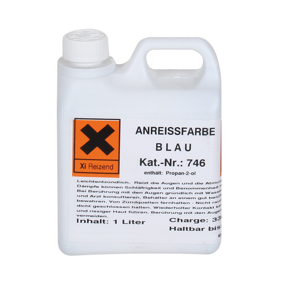 Anreißfarbe blau transparent 1 Liter RAL 6001 haftet auf allen Metallen
